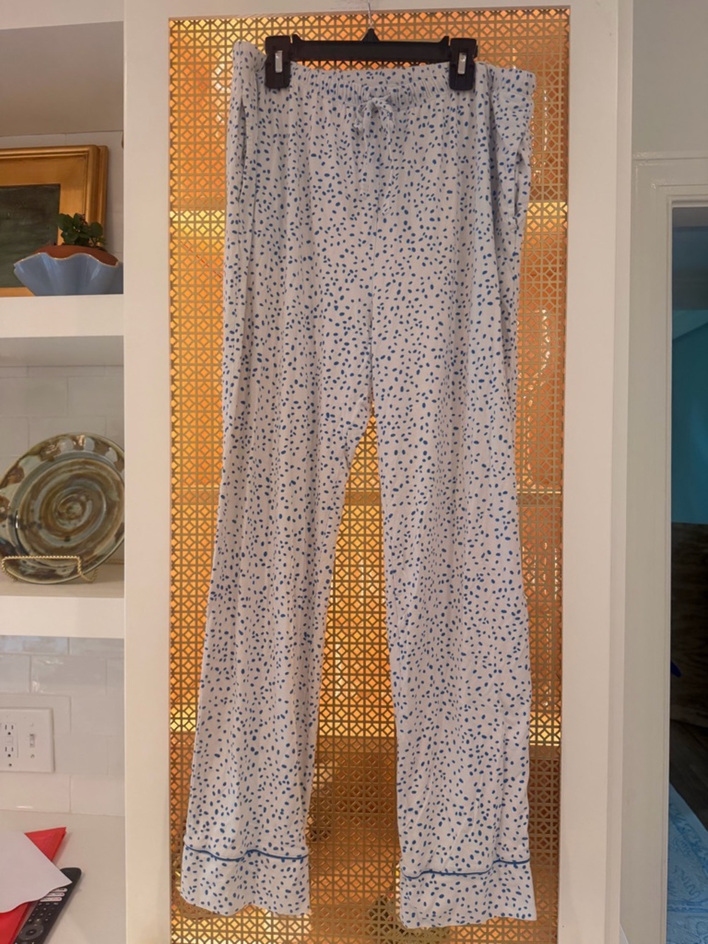 The Cat's Pajamas Blue Speckle Button-Up Pajama Top and pants! VGUC! Pima cotton - Picture 2 of 7